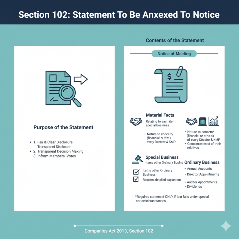 Section 102: Statement To Be Annexed To Notice.