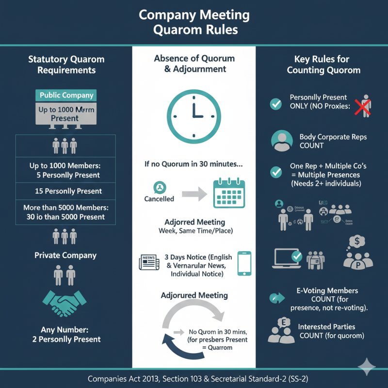 Quorum for meetings (Section 103 of companies Act 2013)