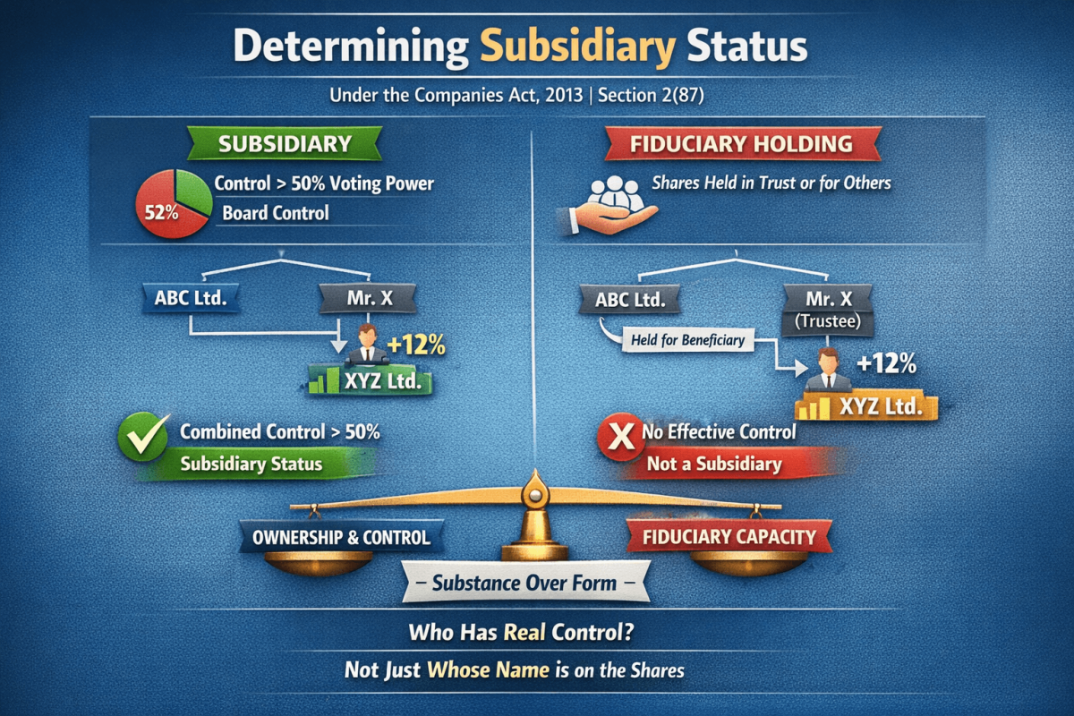 Indirect Shareholding, Fiduciary Capacity and Subsidiary Determination under Section 2(87) of the Companies Act, 2013