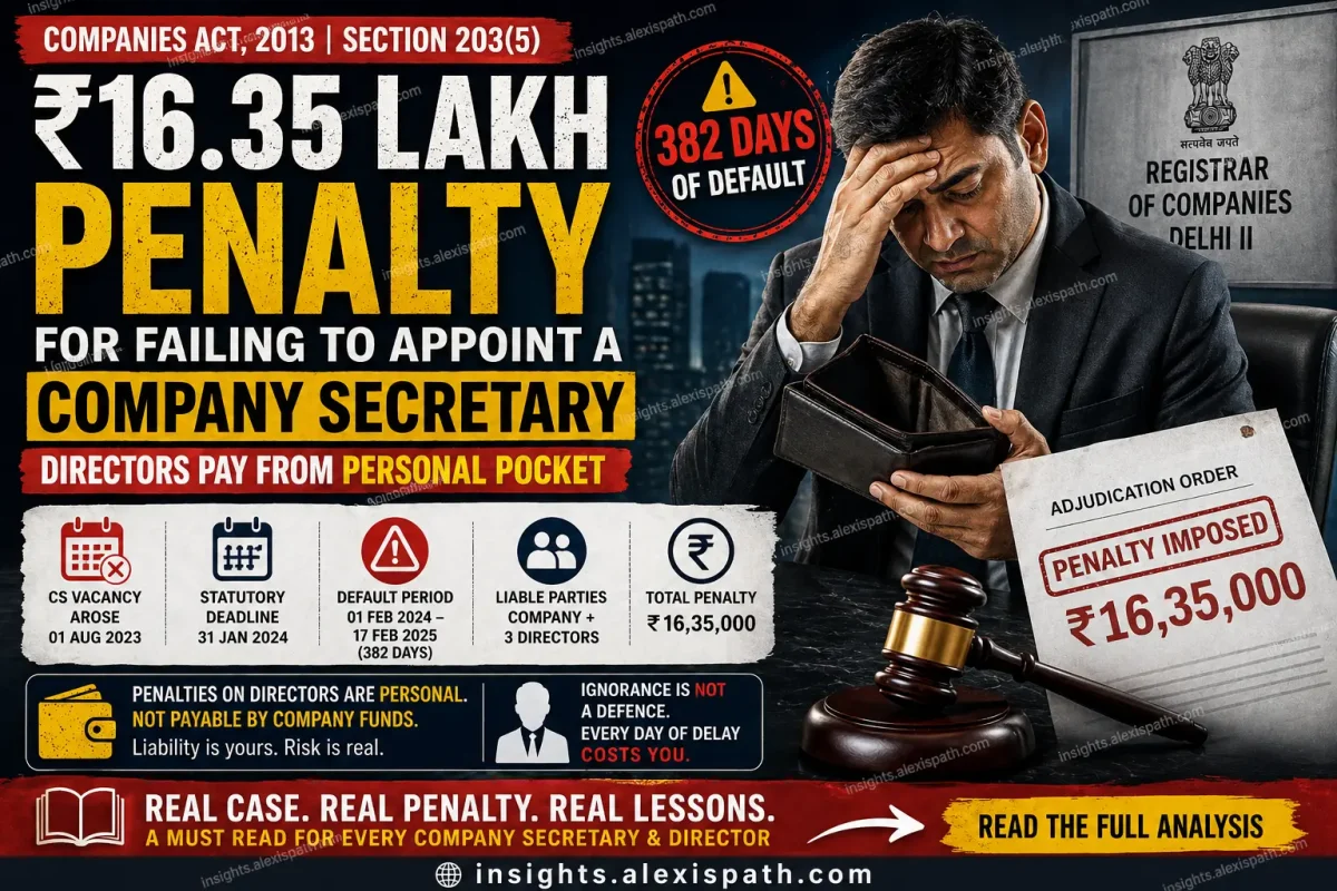 Your Personal Bank Account Is at Risk: ROC Delhi Just Made 3 Directors Pay ₹4 Lakh Each for Failing to Appoint a Company Secretary